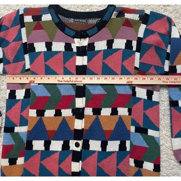 Kate Russell Women's M L Sweater Geometric Kawaii Button front Cardigan - Picture 6 of 8